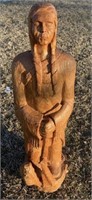 32” Indian Mesquite Wood Carved Statue
