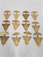 12 Knights of Pythias metal pins.  Pins are