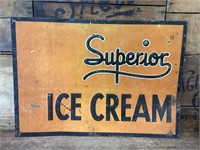Original Superior Ice Cream Embossed Tin Sign
