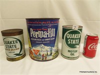 Vintage 2 Quaker State Automotive Motor Oil Cans