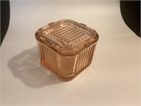 1950’s Pink Refrigerator Dish with Lid,4 1/4" Wide