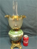 Excellent Antique Hand Painted Oil Lamp