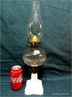Milkglass Base Antique Composite Oil Lamp