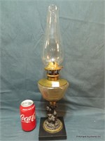 Antique "Cherub With Dog" Figural Oil Lamp