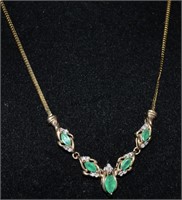 10K Emerald Diamond Necklace With GIA Appraisal