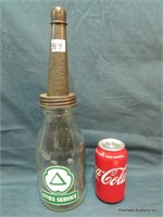 Antique Automotive Glass Oil Bottle