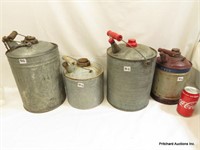 4 Vintage Metal Automotive Gas Cans