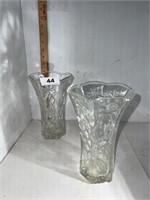 2 cut glass vases