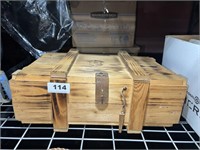 wooden box with rope handles