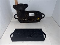 cast iron lamp pan and fireplace brick