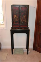 55" Hand Painted Oriental 2-piece Cabinet