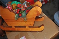 wooden sleigh with decorations