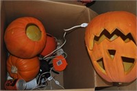 3 halloween pumpkins, misc halloween decor