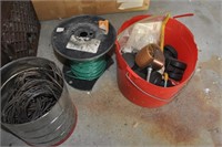 roll of wire, casters, can of wire.