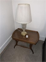 Vintage Glass Lamp with Glass Top End Table