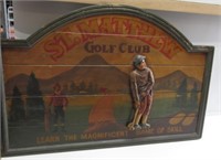 WOODEN GOLF SEEN 36"L BY 24"H VERY NICE.