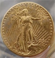 1911-D $20 St. Gauden’s Gold Coin