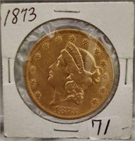 1873 $20 Gold Liberty Head Coin