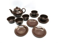 Brown Stoneware Tea Set