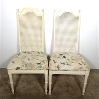 (2) Cane Back Upholstered Chairs