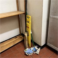 Caution Sign, Broom Scrub Brushes and Assorted