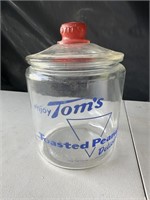 Vintage Toms Toasted Peanuts Jar w/ Lid C Cracked