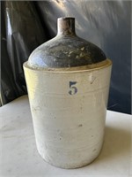 Vintage #5 Two Toned Stoneware Jug w/ Handle