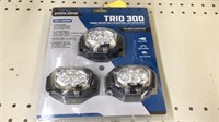 SET OF 3 HEADLAMPS, SCOPE COVERS, GUN CLEANING