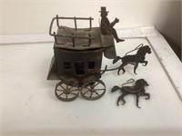 Vintage Tin Toy Stage Coach & Horses,Horse Loose