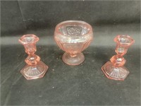 Pink Mayfair Candy & Depression Candle Sticks