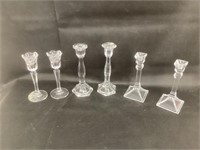3 Pairs of Crystal Candle Sticks