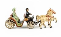 Cast Iron Toy Carriage with Driver & Passenger
