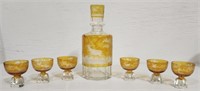 Amber and Clear Glass Decanter Set