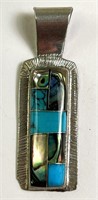 Solid Sterling Abalone/Turquoise Pendant 12 Grams