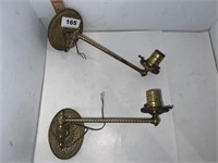 2 brass electric wall sconces adjustable