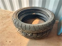 (3) BRAND NEW MOTORCYCLE TIRES + SPARE FNDER