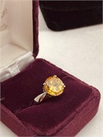 2ct Citrine /Sterling Ring in simple setting