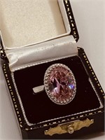 Sterling and Pink Topaz  2ct Ring  beautiful