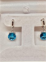 Sterling Earrings Set with  1ct Aquamarine stone
