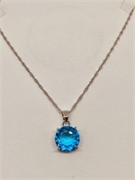 Aquamarine and Sterling Necklace 2ct stone in