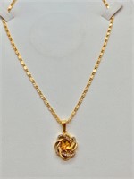 18kGold signed gp Chain with Citrine pendant  1ct