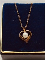 Pearl Pendant with Gold Filled Chain and box