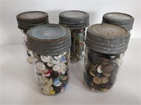 JARS OF BUTTONS &  MARBLES