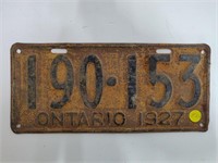 1927 ONTARIO LICENSE PLATE