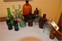 Vintage Stoneware Brown Bottle Jug, Vintage Green