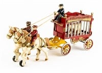 Cast Iron Overland Horse Drawn Circus Wagon Toy
