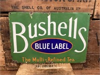 Original Bushells Blue Label Tea Enamel Sign