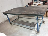 Mobile Steel Framed Timber Top Table