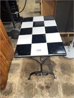 black and white checkered end table