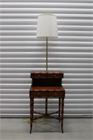 Bamboom Motif Step End Table with Lamp